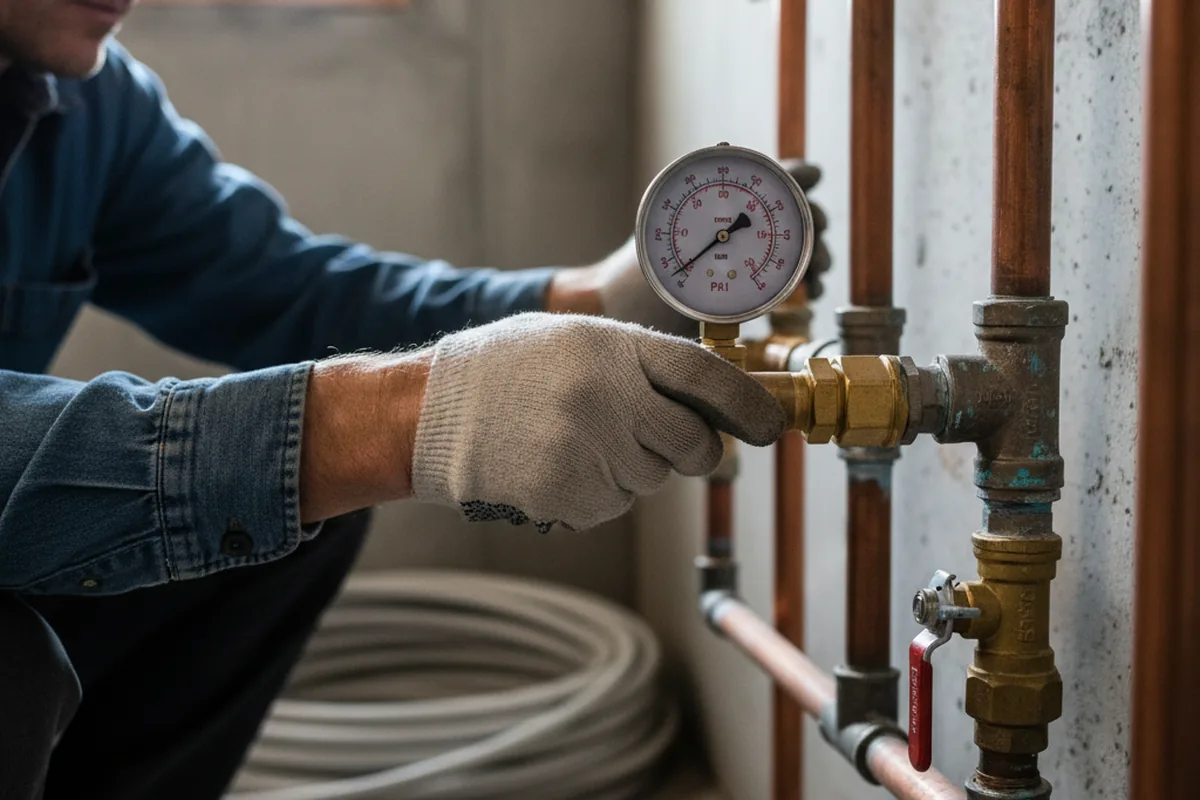 Pressure testing a repaired line during Water Line Repair in Luling
